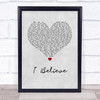 Yolanda Adams I Believe Grey Heart Song Lyric Wall Art Print