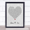 Brett Eldredge Don't Ya Grey Heart Song Lyric Wall Art Print