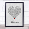 Marshmello ft Khalid Silence Grey Heart Song Lyric Wall Art Print