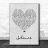 Marshmello ft Khalid Silence Grey Heart Song Lyric Wall Art Print