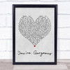 Baby Bird You're Gorgeous Grey Heart Song Lyric Music Wall Art Print