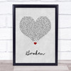 Lifehouse Broken Grey Heart Song Lyric Wall Art Print