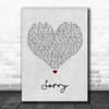 Joel Corry Sorry Grey Heart Song Lyric Wall Art Print