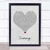 Justin Bieber Yummy Grey Heart Song Lyric Wall Art Print