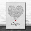 Never Shout Never Happy Grey Heart Song Lyric Wall Art Print