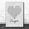 The Rolling Stones Angie Grey Heart Song Lyric Wall Art Print