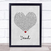Joe Nichols Yeah Grey Heart Song Lyric Wall Art Print