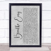 Blue Breathe Easy Grey Rustic Script Song Lyric Wall Art Print