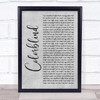 Counting Crows Colorblind Grey Rustic Script Song Lyric Wall Art Print