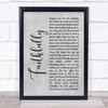 Journey Faithfully Grey Rustic Script Song Lyric Wall Art Print