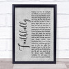 Journey Faithfully Grey Rustic Script Song Lyric Wall Art Print