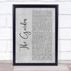 Rush The Garden Grey Rustic Script Song Lyric Wall Art Print