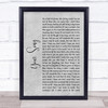 Elton John Your Song Grey Rustic Script Song Lyric Wall Art Print