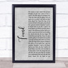 Toulouse Found Grey Rustic Script Song Lyric Wall Art Print