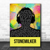 Bjork Stonemilker Multicolour Man Headphones Song Lyric Wall Art Print