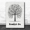 Led Zeppelin Ramble On Music Script Tree Song Lyric Wall Art Print