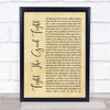 Triumph Fight The Good Fight Rustic Script Song Lyric Wall Art Print