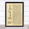 Sting A Thousand Years Rustic Script Song Lyric Wall Art Print