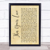 David Gray This Years Love Rustic Script Song Lyric Wall Art Print