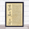 Extreme More Than Words Rustic Script Song Lyric Wall Art Print