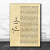 James TW For You Rustic Script Song Lyric Wall Art Print
