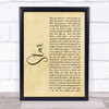 Bryan Adams Star Rustic Script Song Lyric Wall Art Print