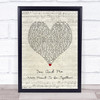 Paul Heaton & Jacqui Abbott You And Me (Were Meant To Be Together) Script Heart Song Lyric Wall Art Print