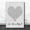 Darren Hayes So Beautiful Grey Heart Song Lyric Music Wall Art Print