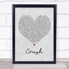 Dave Matthews Band Crush Grey Heart Song Lyric Music Wall Art Print