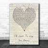 Conway Twitty I'd Love To Lay You Down Script Heart Song Lyric Wall Art Print