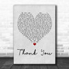 Dido Thank You Grey Heart Song Lyric Music Wall Art Print