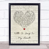 Ella Fitzgerald With A Song In My Heart Script Heart Song Lyric Wall Art Print