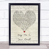 Warren Zevon Keep Me In Your Heart Script Heart Song Lyric Wall Art Print