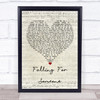 Blossoms Falling For Someone Script Heart Song Lyric Wall Art Print