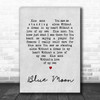 Elvis Presley Blue Moon Grey Heart Song Lyric Music Wall Art Print