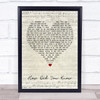 Chiqui Pineda How Did You Know Script Heart Song Lyric Wall Art Print