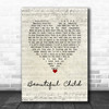 Fleetwood Mac Beautiful Child Script Heart Song Lyric Wall Art Print