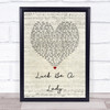 Frank Sinatra Luck Be A Lady Script Heart Song Lyric Wall Art Print