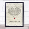 Ron Pope Perfect For Me Script Heart Song Lyric Wall Art Print