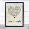 Dolly Parton Pure & Simple Script Heart Song Lyric Wall Art Print