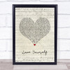 Justin Bieber Love Yourself Script Heart Song Lyric Wall Art Print