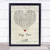 Hearts & Colors Say You Will Script Heart Song Lyric Wall Art Print