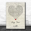Hearts & Colors Say You Will Script Heart Song Lyric Wall Art Print