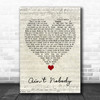 Jasmine Thompson Ain't Nobody Script Heart Song Lyric Wall Art Print