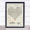 Keith Urban Better Life Script Heart Song Lyric Wall Art Print