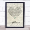 Collabro Lighthouse Script Heart Song Lyric Wall Art Print