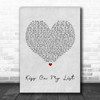 Hall & Oates Kiss On My List Grey Heart Song Lyric Music Wall Art Print