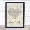 Pink Beam Me Up Script Heart Song Lyric Wall Art Print