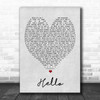 Hello Adele Grey Heart Song Lyric Music Wall Art Print