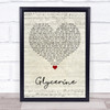 Bush Glycerine Script Heart Song Lyric Wall Art Print